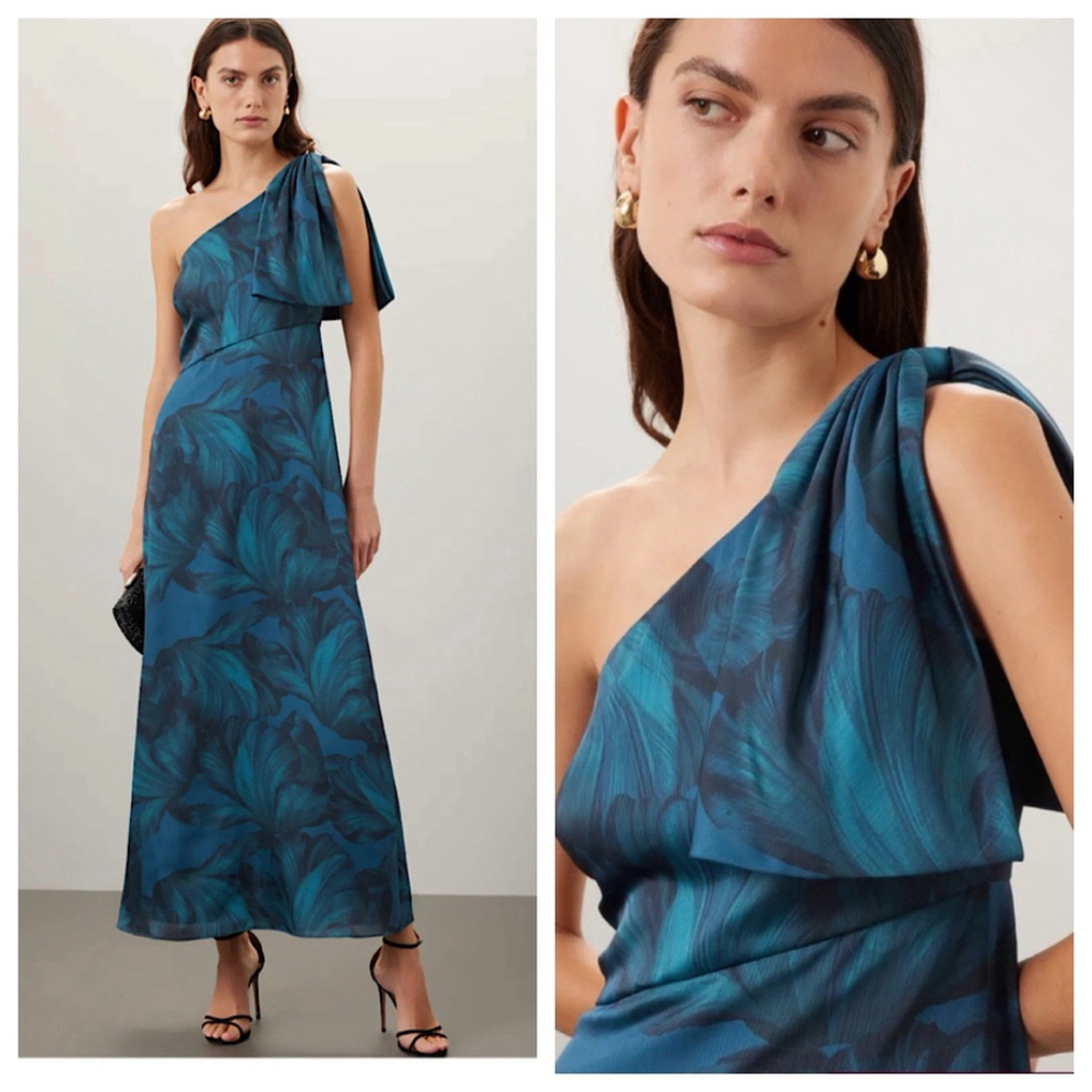 Sachin & Babi Chelsea One Shoulder Floral Formal Gown Dress
